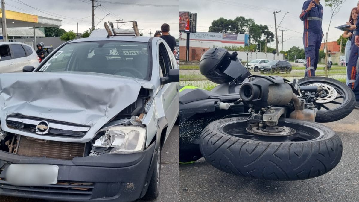 Engavetamento na Linha Verde envolvendo oito carros e uma moto deixa jovem ferido