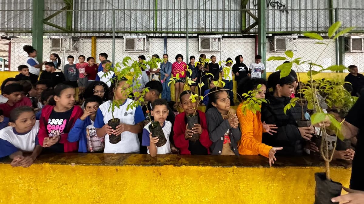 Alunos da Escola Municipal Benedita Luíza plantam 31 árvores em Goiânia