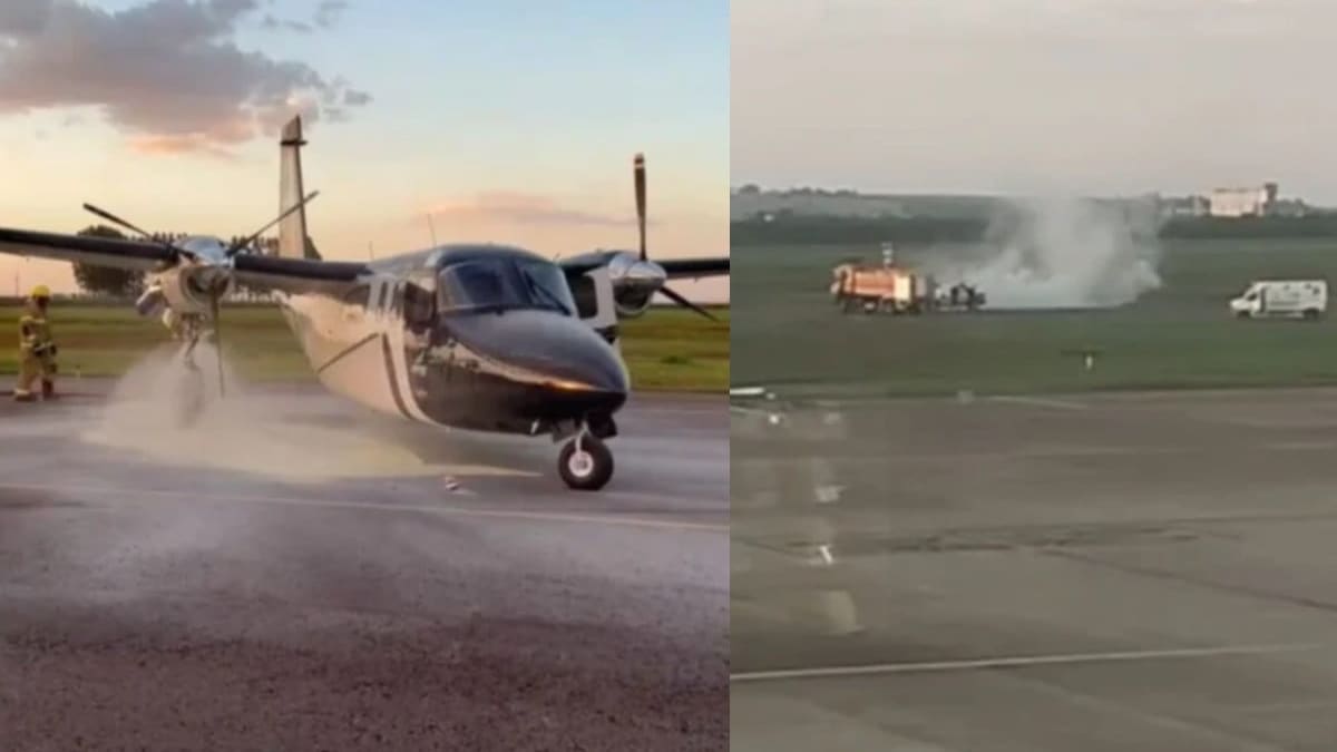 Incêndio atinge freios de avião de pequeno porte durante pouso em aeroporto do Paraná