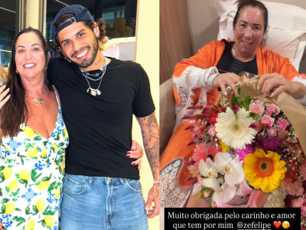 Mãe de Virginia recebe flores do ex-genro, Zé Felipe, após cirurgias plásticas
