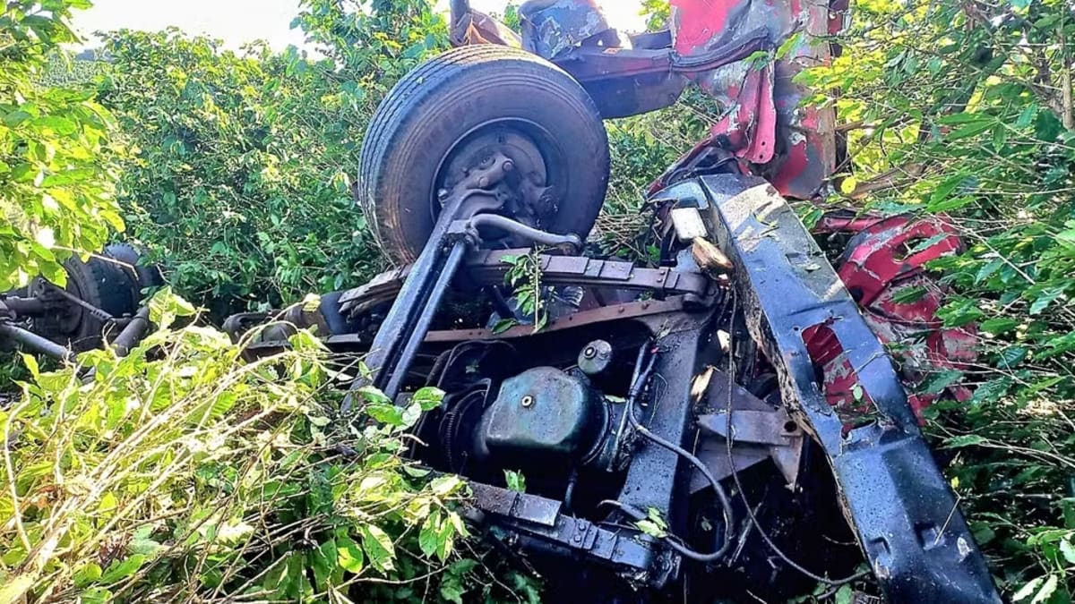 Pai e filho morrem após caminhão tombar na BR-265 em Alpinópolis