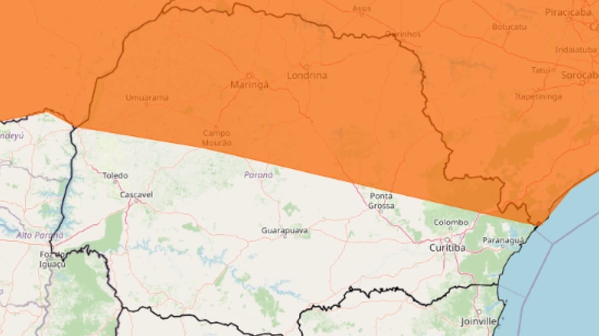 Alerta laranja para chuvas intensas atinge 229 municípios do Paraná neste fim de semana