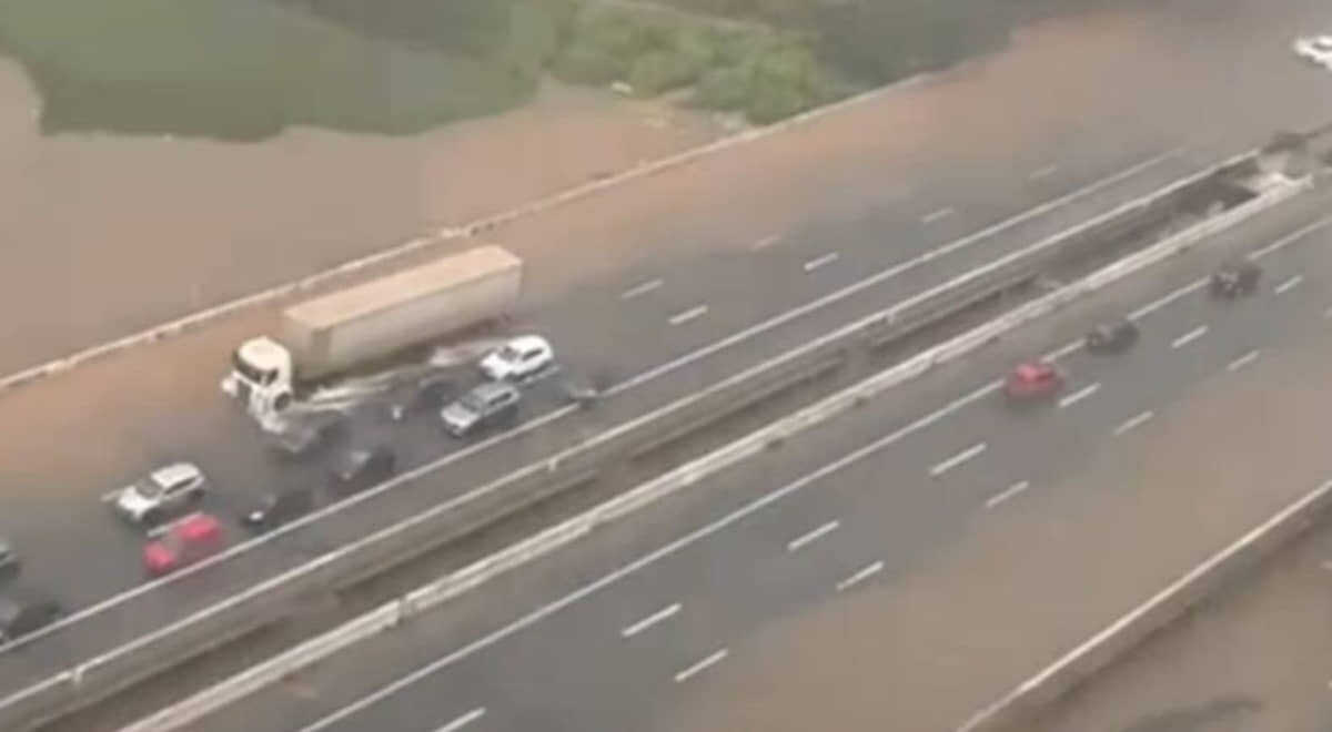 Forte temporal alaga Rodovia dos Imigrantes e causa transtornos em São Paulo