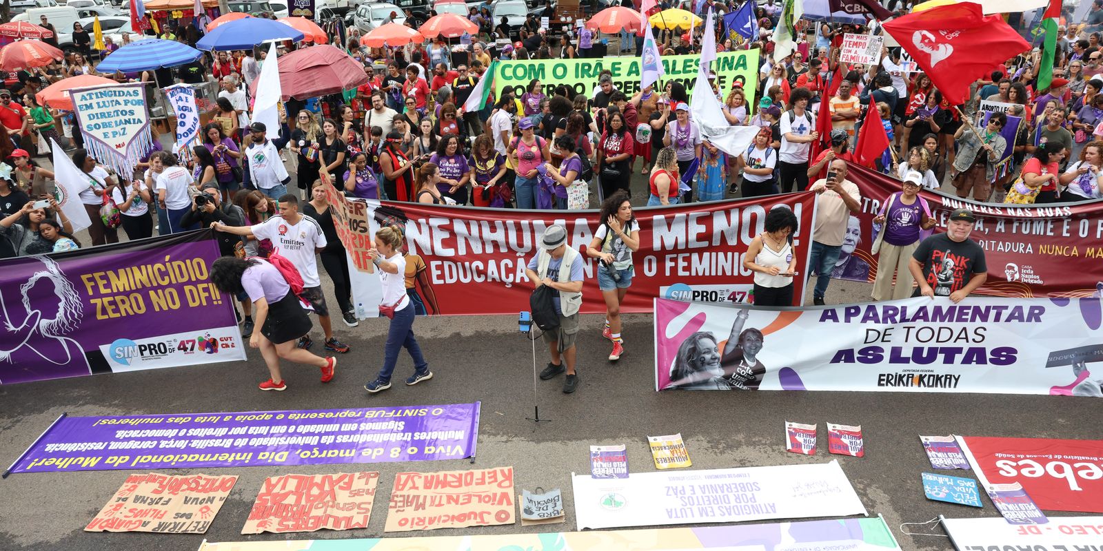 Manifestação em Brasília destaca violência contra mulheres