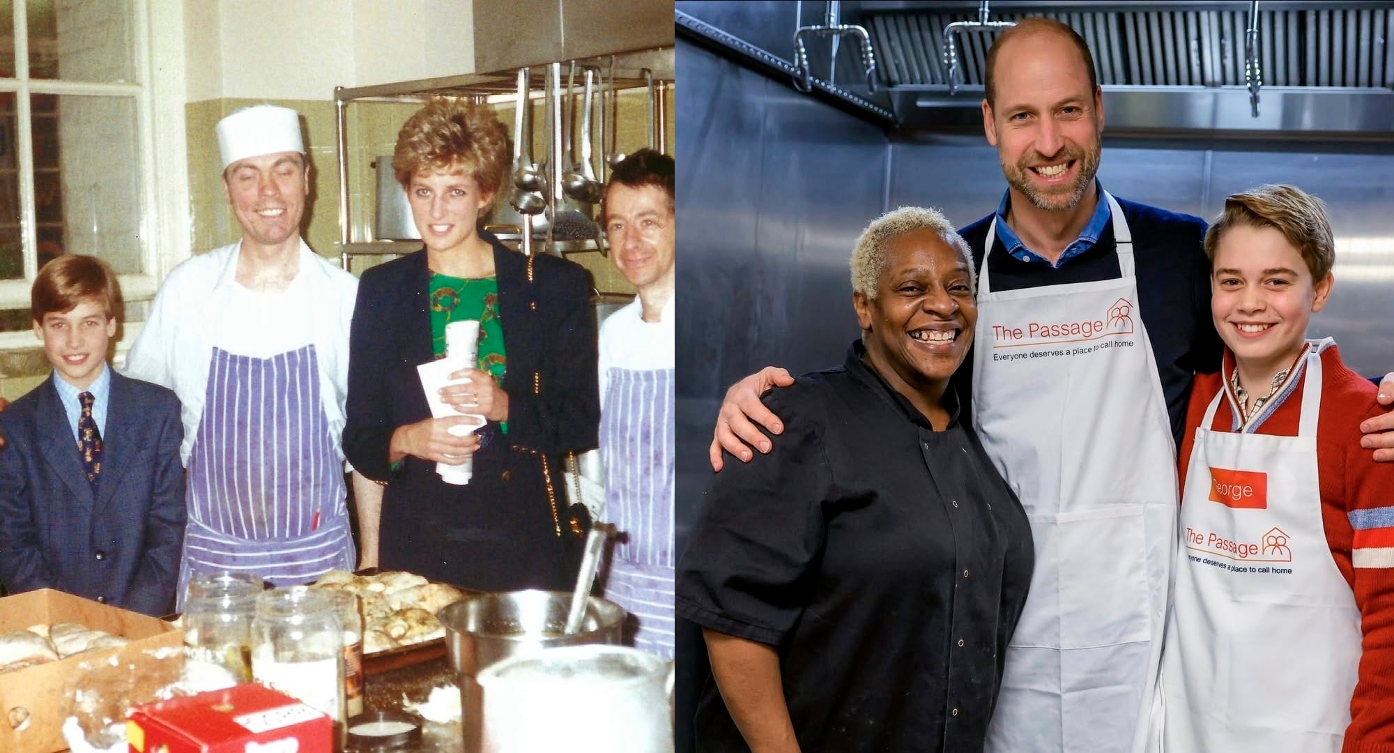 Príncipe William e George preparam almoço de Natal para sem-teto