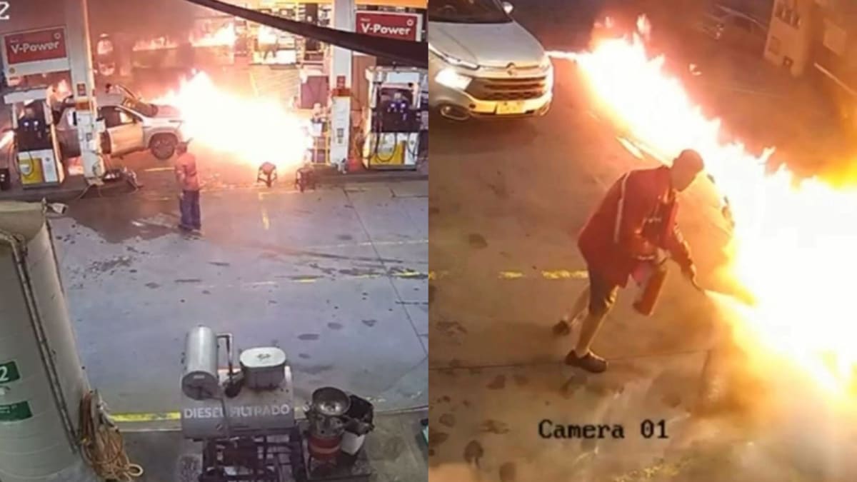 Frentistas evitam tragédia após homem atear fogo em posto de combustíveis em Orleans