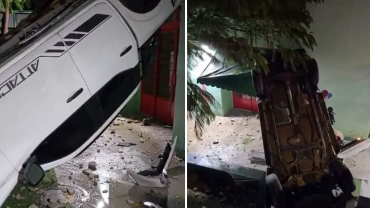 Carro cai dentro de Unidade Municipal de Educação Infantil em Belo Horizonte