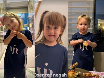 Virginia Fonseca veste os filhos com uniforme de Vini Jr. para jogo do Real Madrid