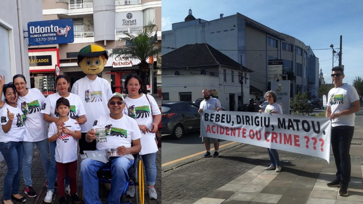 Movimento Marcha do Silêncio promove ação de conscientização no trânsito em Jaraguá do Sul