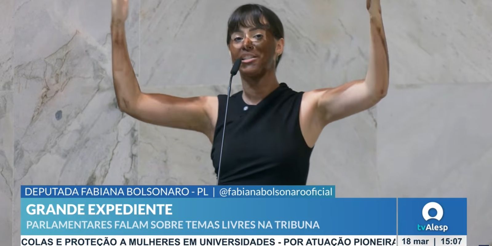 Fabiana Bolsonaro é acusada de blackface em discurso na Alesp