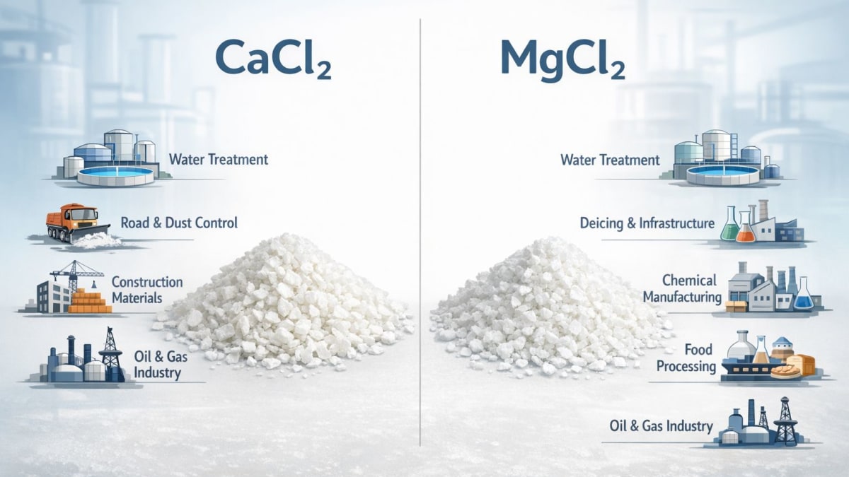 Cloreto de cálcio e cloreto de magnésio: diferenças e aplicações industriais
