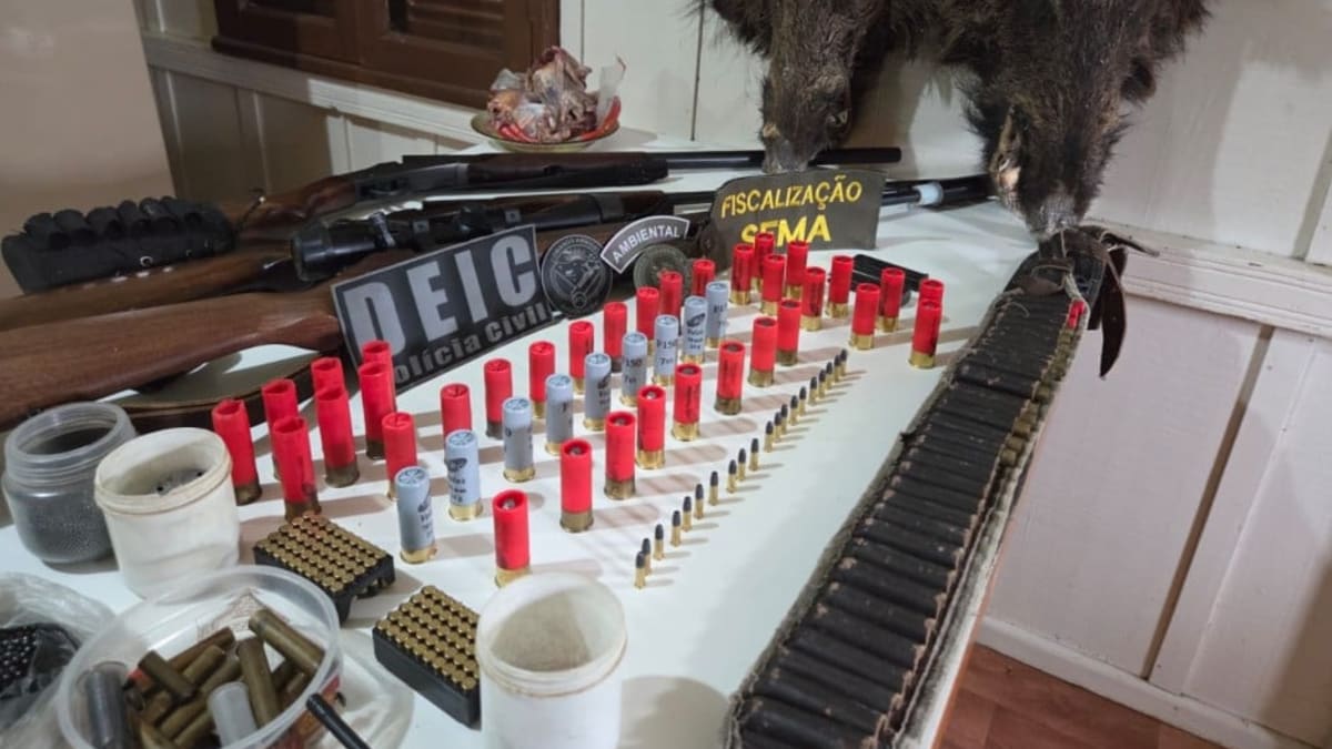 Operação contra caça ilegal apreende armas e munição e termina com prisão em Guaporé