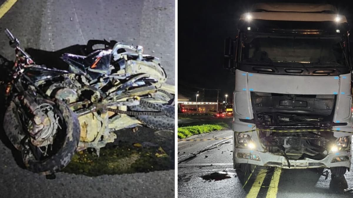 Duas pessoas morrem em colisão entre moto, ônibus e caminhão na BR-101 em Linhares