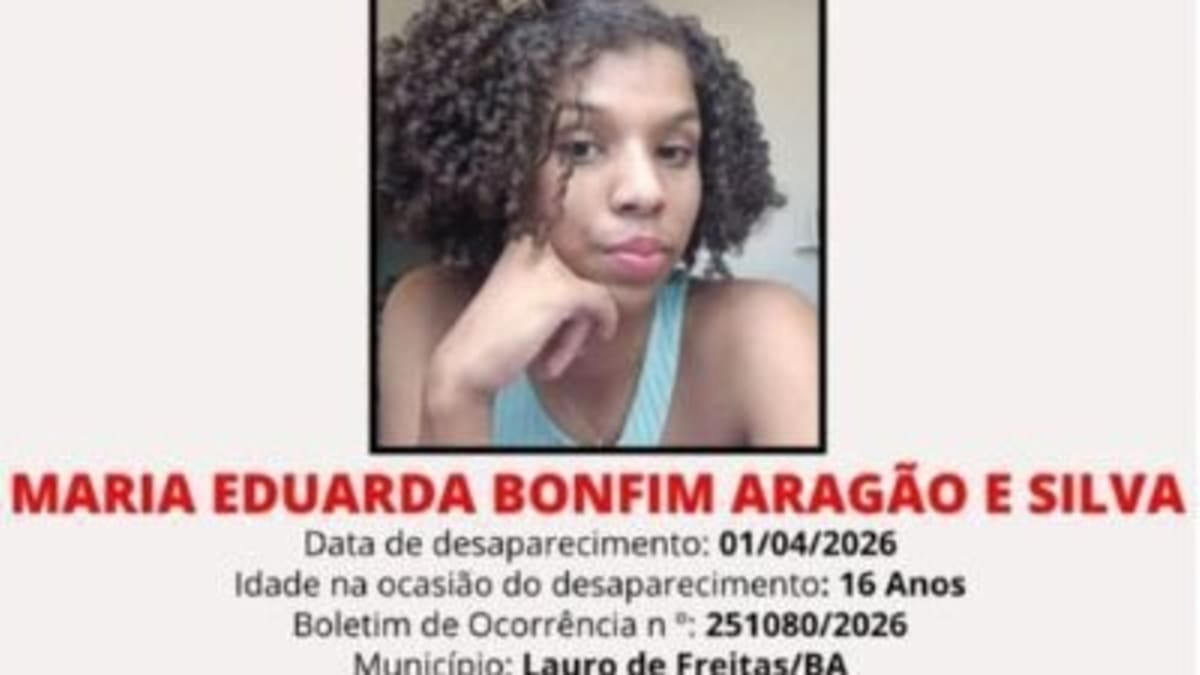 Adolescente de 16 anos desaparece após embarcar em moto por aplicativo em Lauro de Freitas