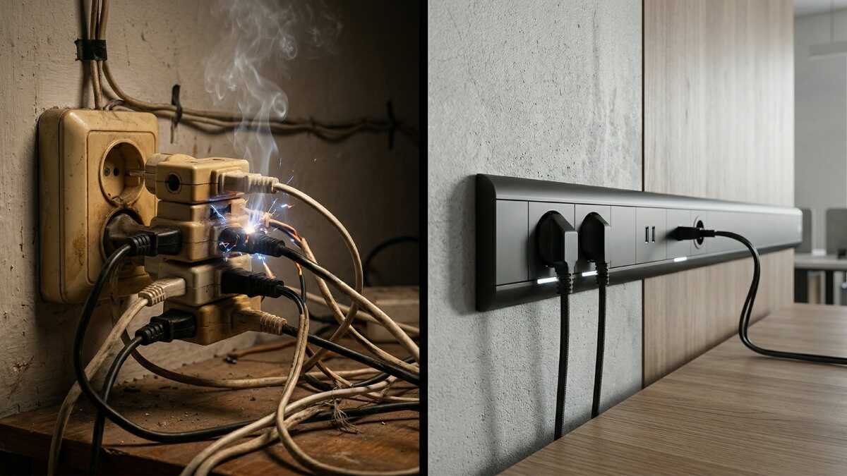 Trilhos de tomadas modulares ganham espaço em residências por unir design e segurança