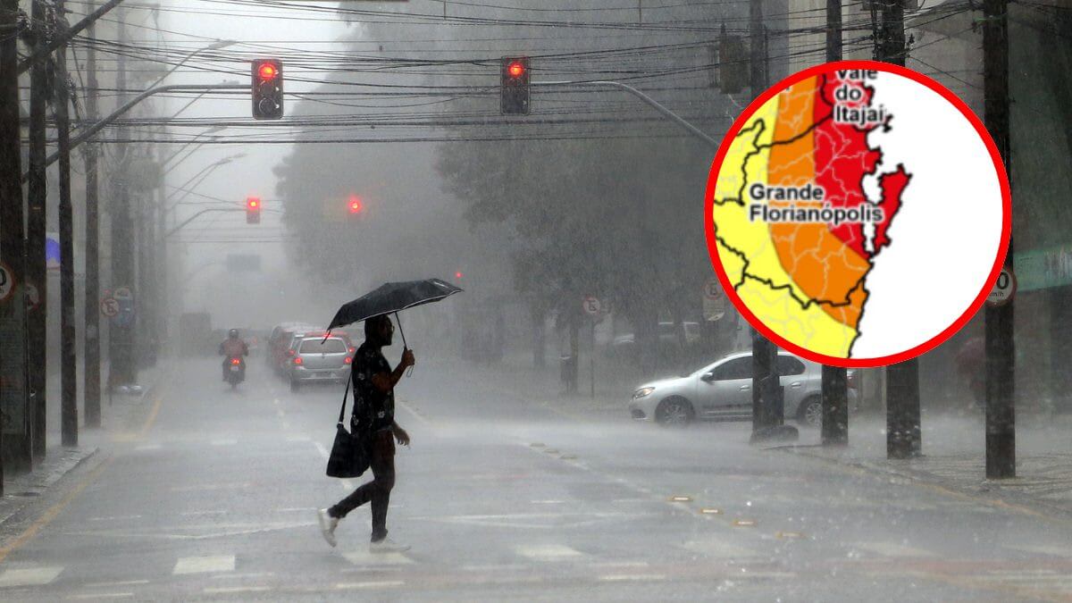 Defesa Civil emite alerta vermelho para fortes chuvas na Grande Florianópolis
