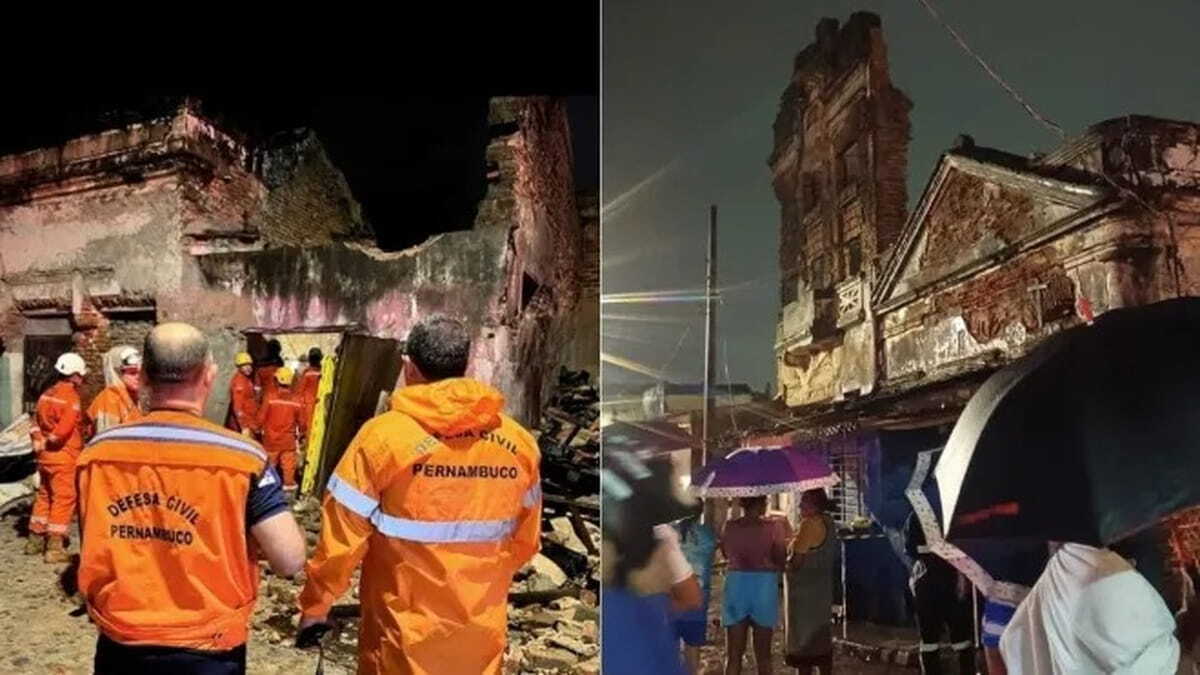 Desabamento de casarão histórico no Recife deixa duas mortes e expõe risco em moradias precárias