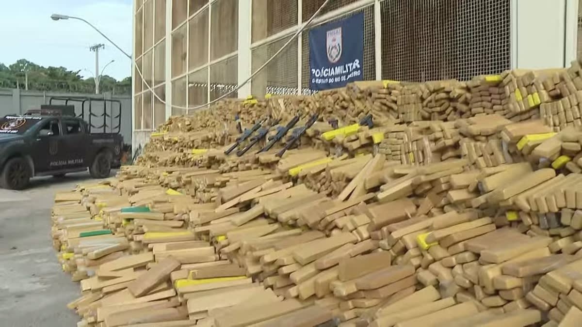 PM apreende quase 50 toneladas de maconha em bunker na Maré, Rio de Janeiro