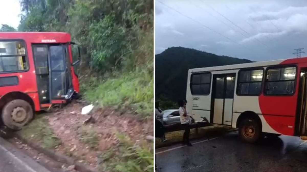 Ônibus do transporte coletivo se envolve em acidente na MG-030 em Nova Lima