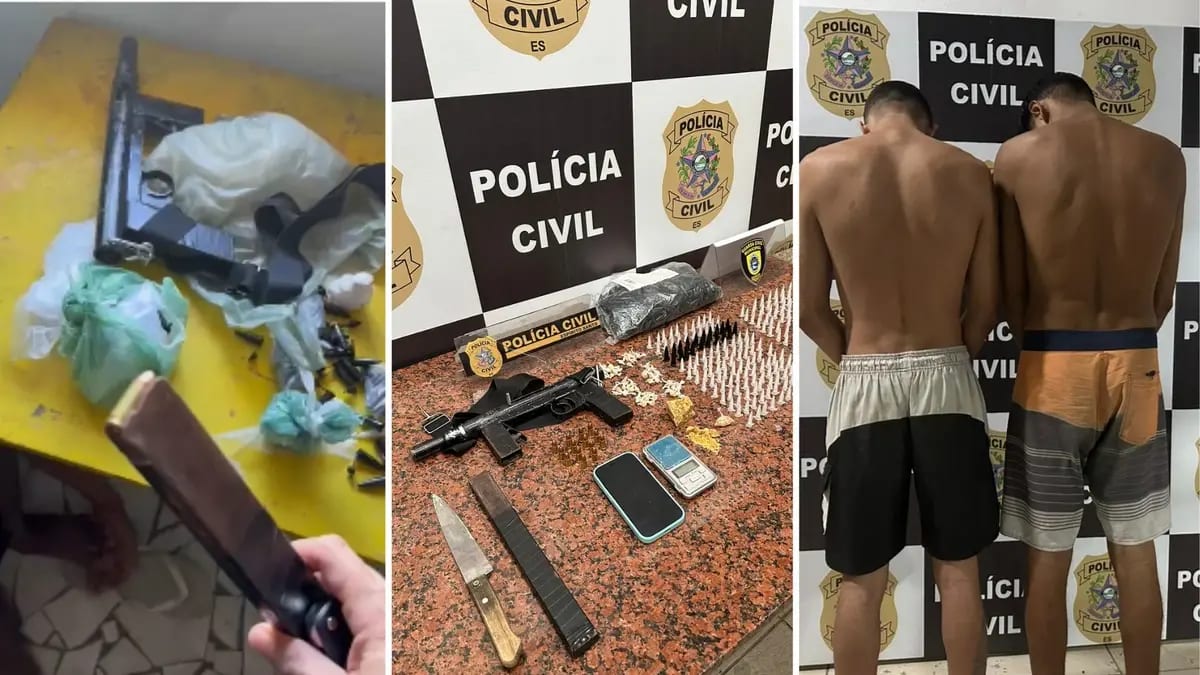Polícia prende dois por tráfico e apreende metralhadora caseira em Marataízes