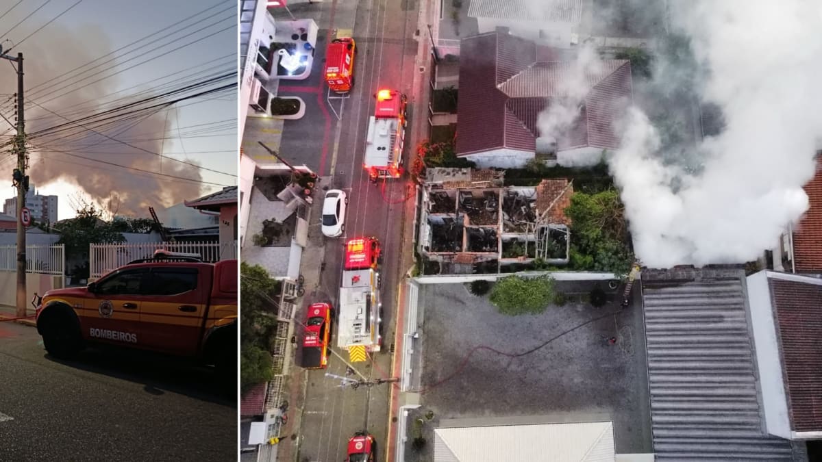 Bombeiros controlam incêndio em imóvel abandonado no bairro Canto, Florianópolis