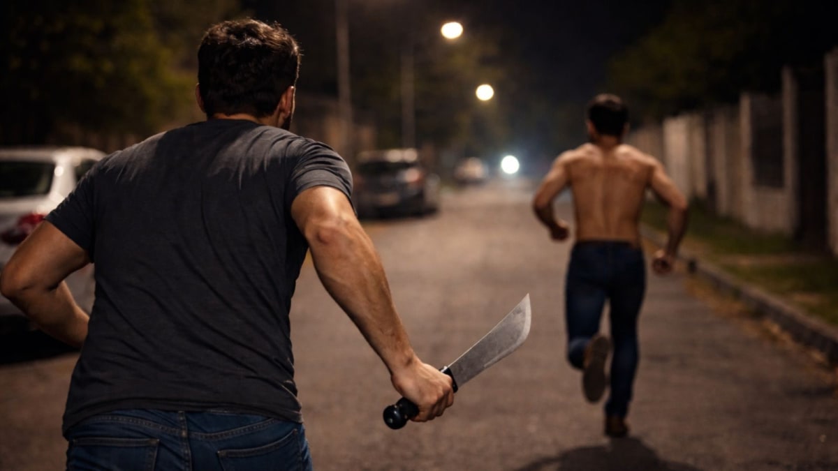 Homem flagra esposa com desconhecido e corre atrás de homem com facão em Jaraguá do Sul