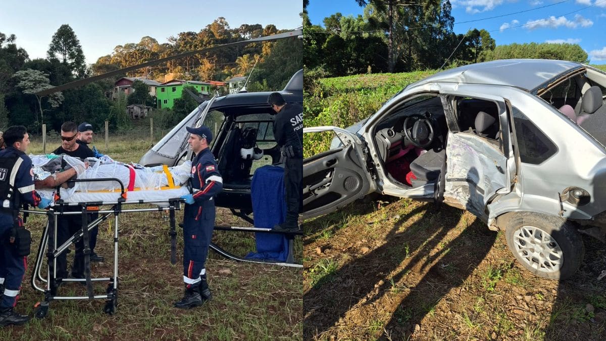 Acidente na BR-282 em Ponte Serrada deixa motociclista morto e feridos graves