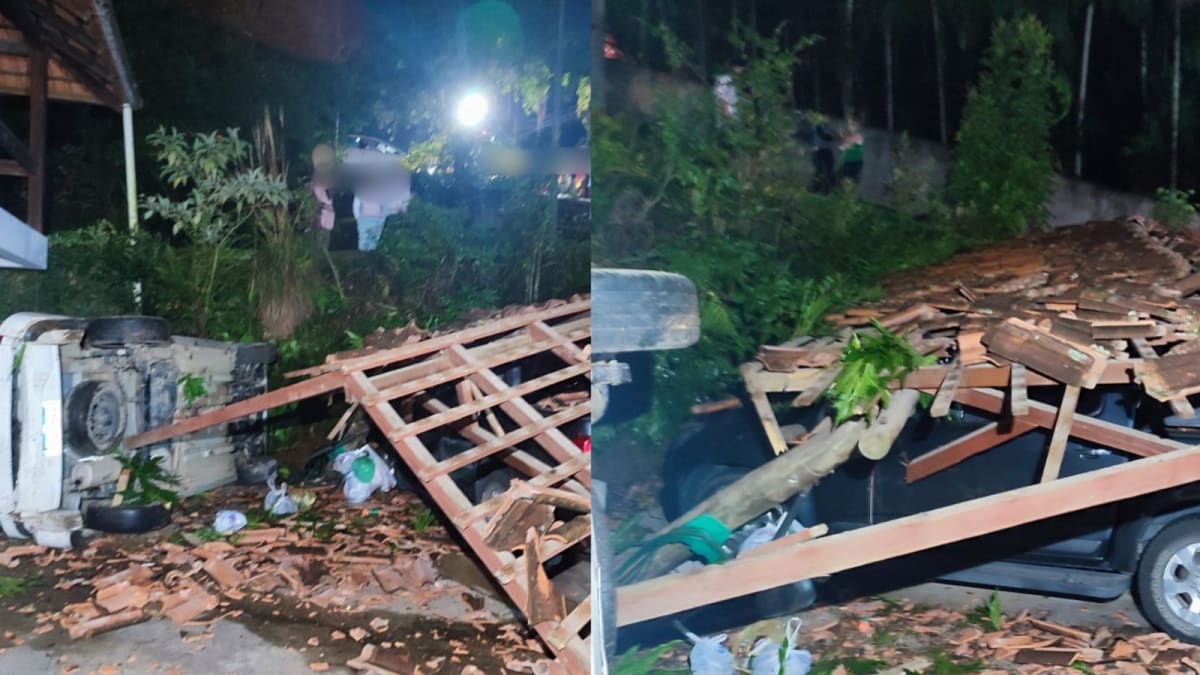 Motorista perde controle e invade garagem em Rio do Sul