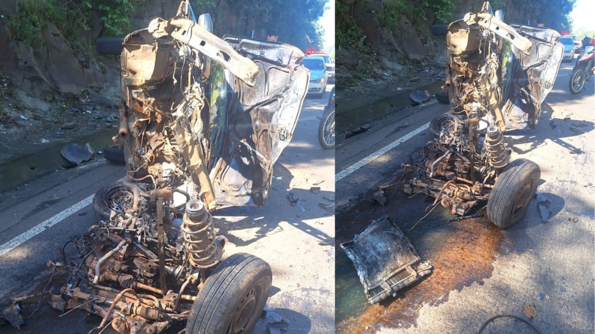 Motorista se distrai com garrafa de água e tomba carro na SC-157 em Cordilheira Alta