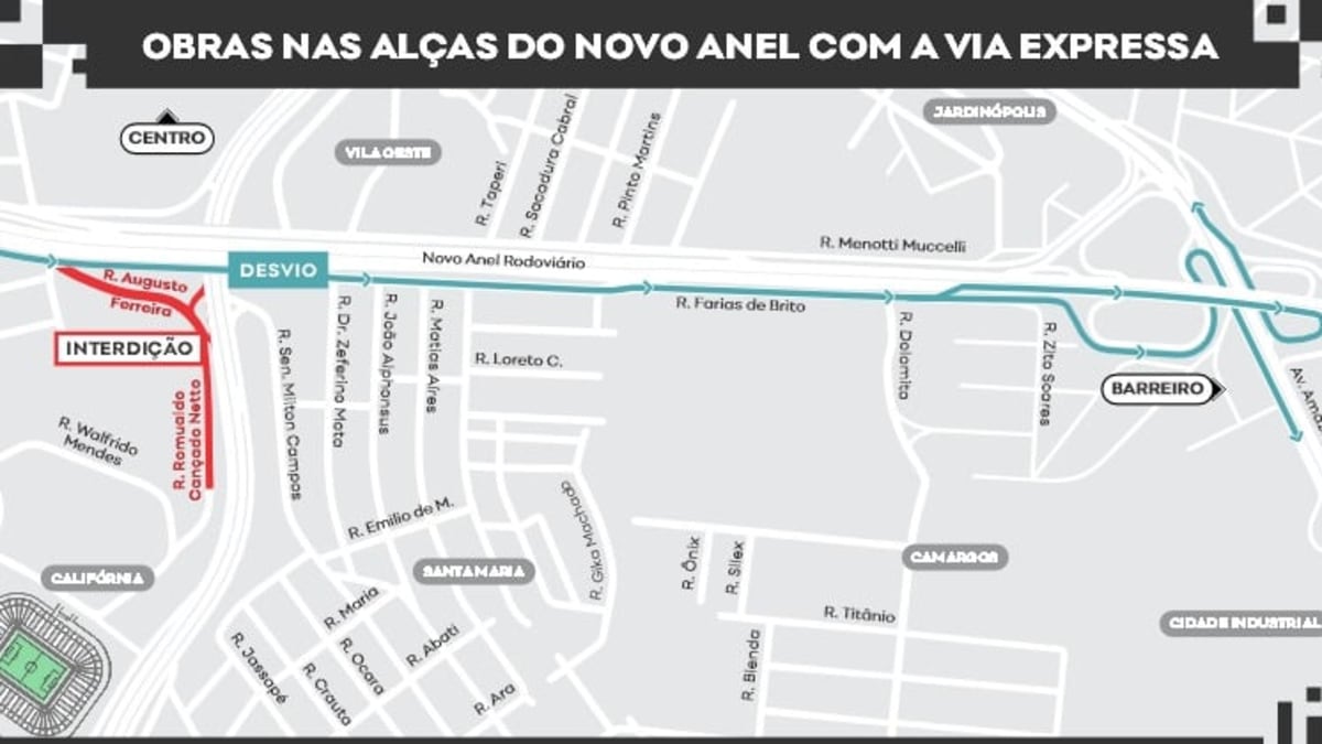 Acessos do Novo Anel à Via Expressa serão interditados para obras em Belo Horizonte