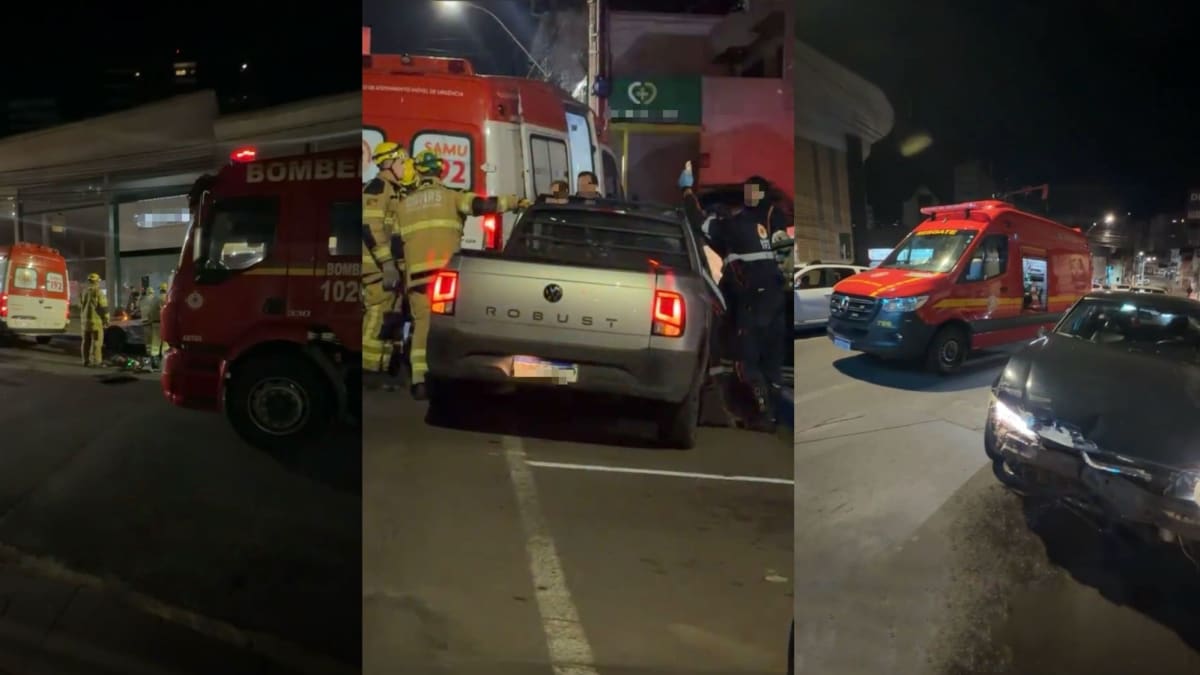 Colisão entre veículos deixa motorista presa em carro no cruzamento das ruas 13 de Maio e Saldanha Marinho