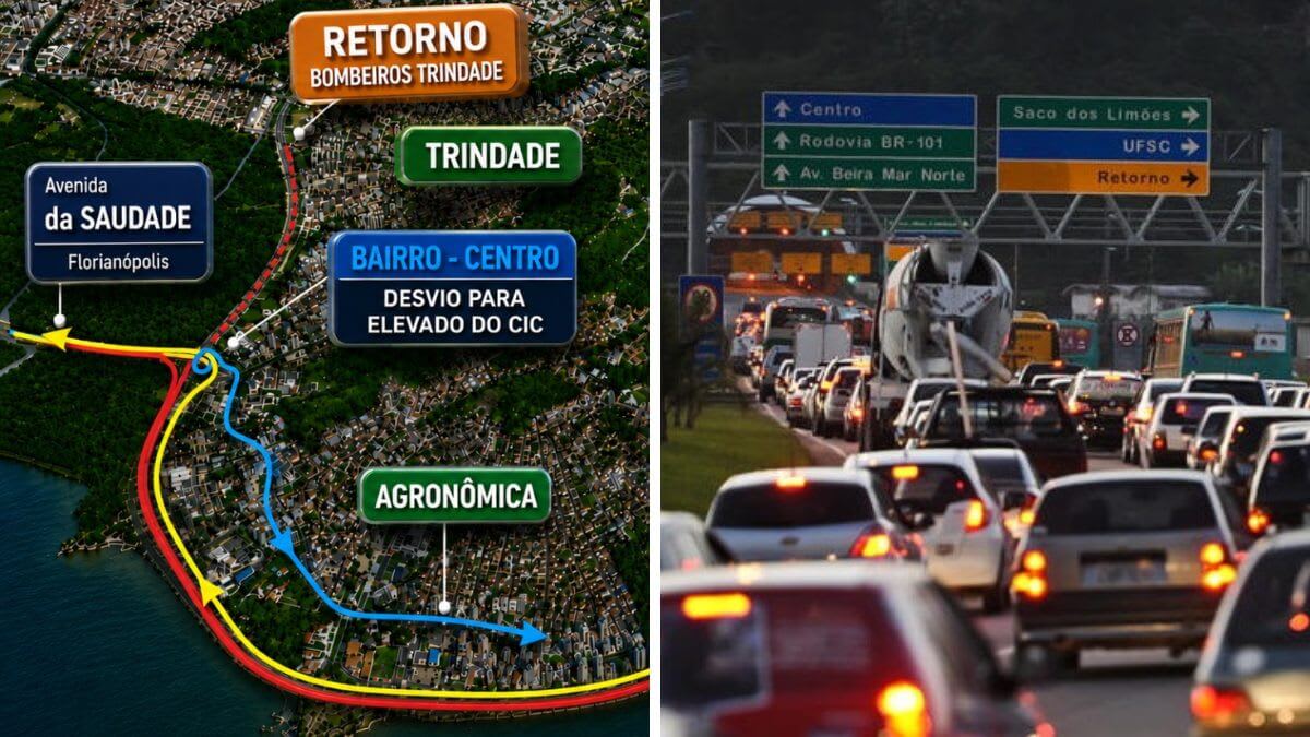 Alterações no trânsito em Florianópolis afetam Avenida Beira-Mar Norte e Avenida da Saudade a partir das 6h