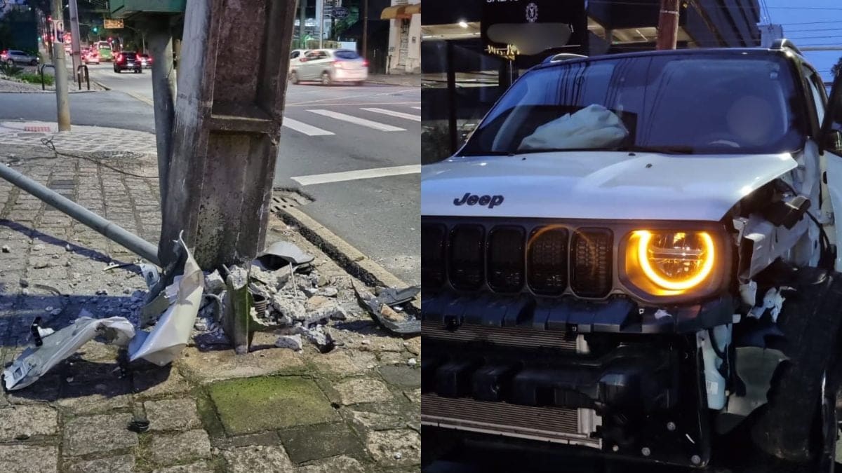 Acidente entre dois carros destrói veículo no Água Verde, em Curitiba