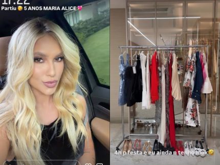 Virginia aposta em look de luxo para festa da filha