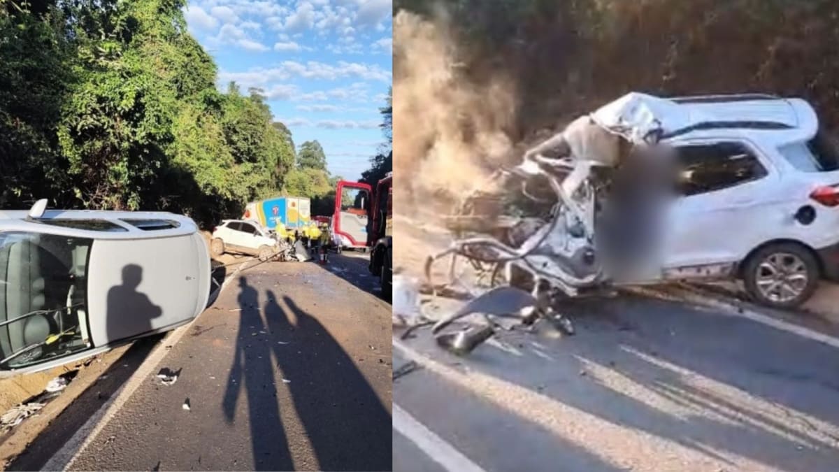 Acidente com cinco veículos na BR-282 em Chapecó deixa um motorista morto e causa lentidão no trânsito
