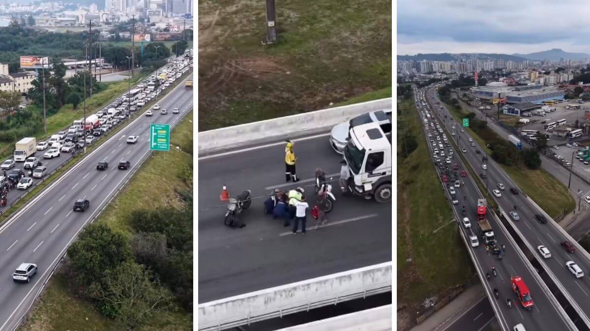 Acidente com motociclista causa bloqueio parcial na Via Expressa em Florianópolis