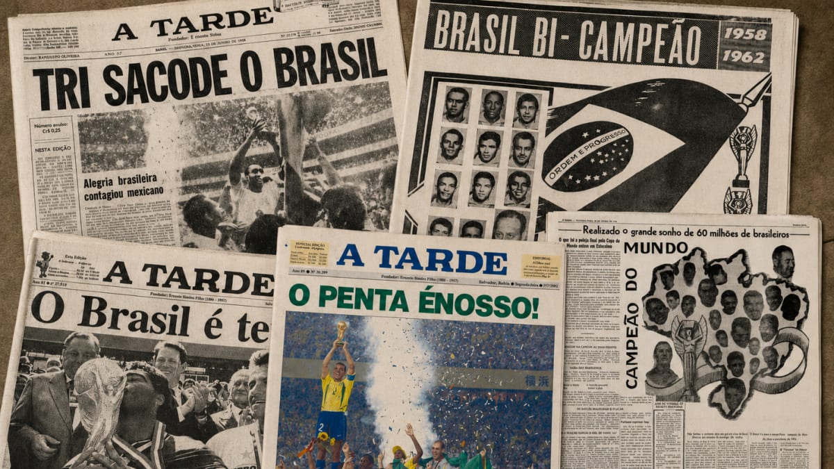 Registra quase um século de cobertura da Copa do Mundo com destaque para conquistas brasileiras
