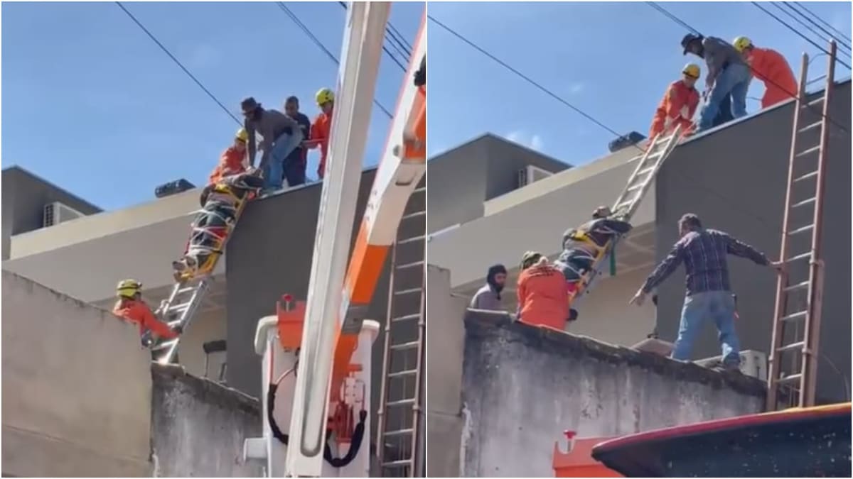 Homem sofre choque elétrico em laje de sobrado, em Carmo do Rio Verde