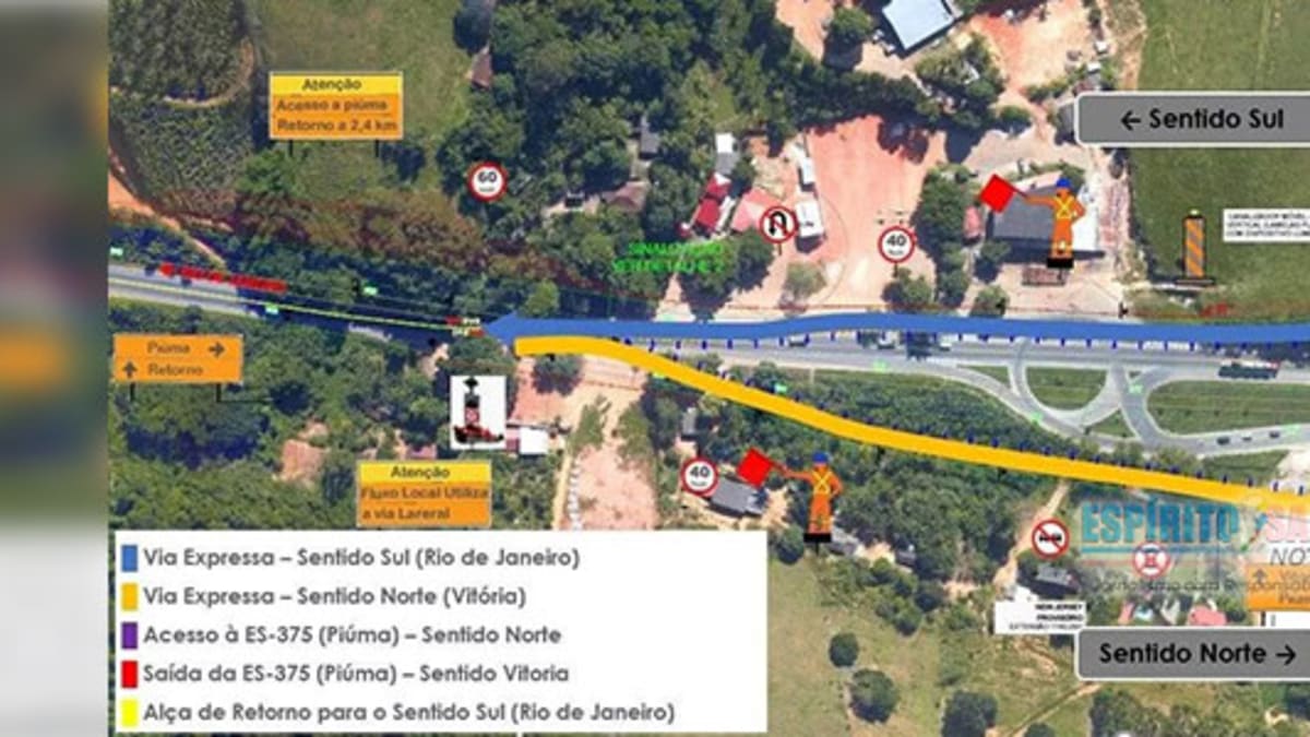 ATENÇÃO: Obras de duplicação alteram acesso de motoristas que saem de Piúma para a BR-101 em Anchieta