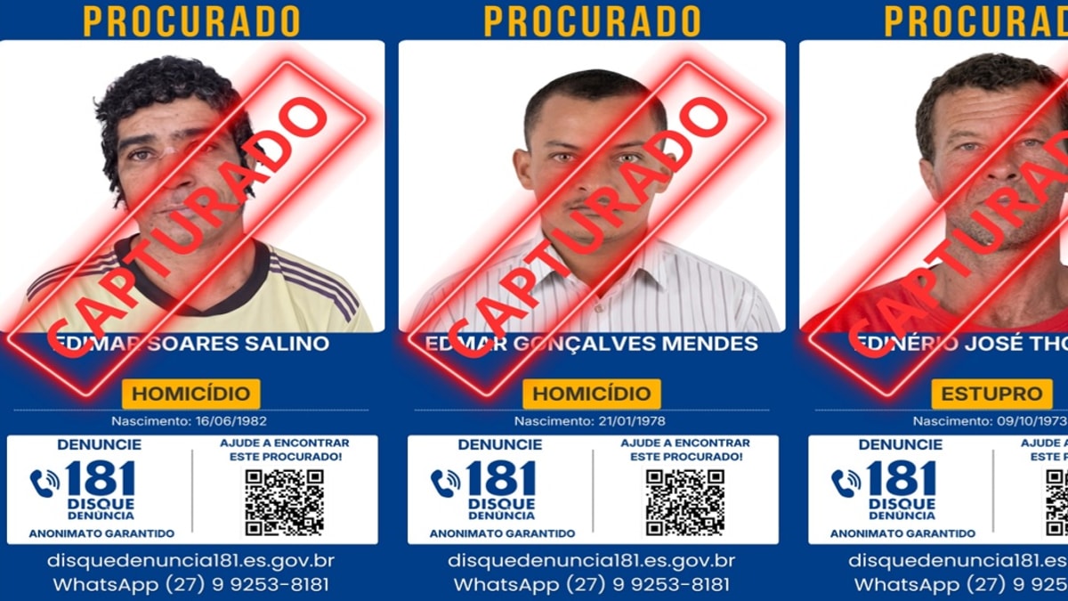 DE VOLTA PRO XILINDRÓ: três foragidos da lista do Disque Denúncia 181 presos após divulgação