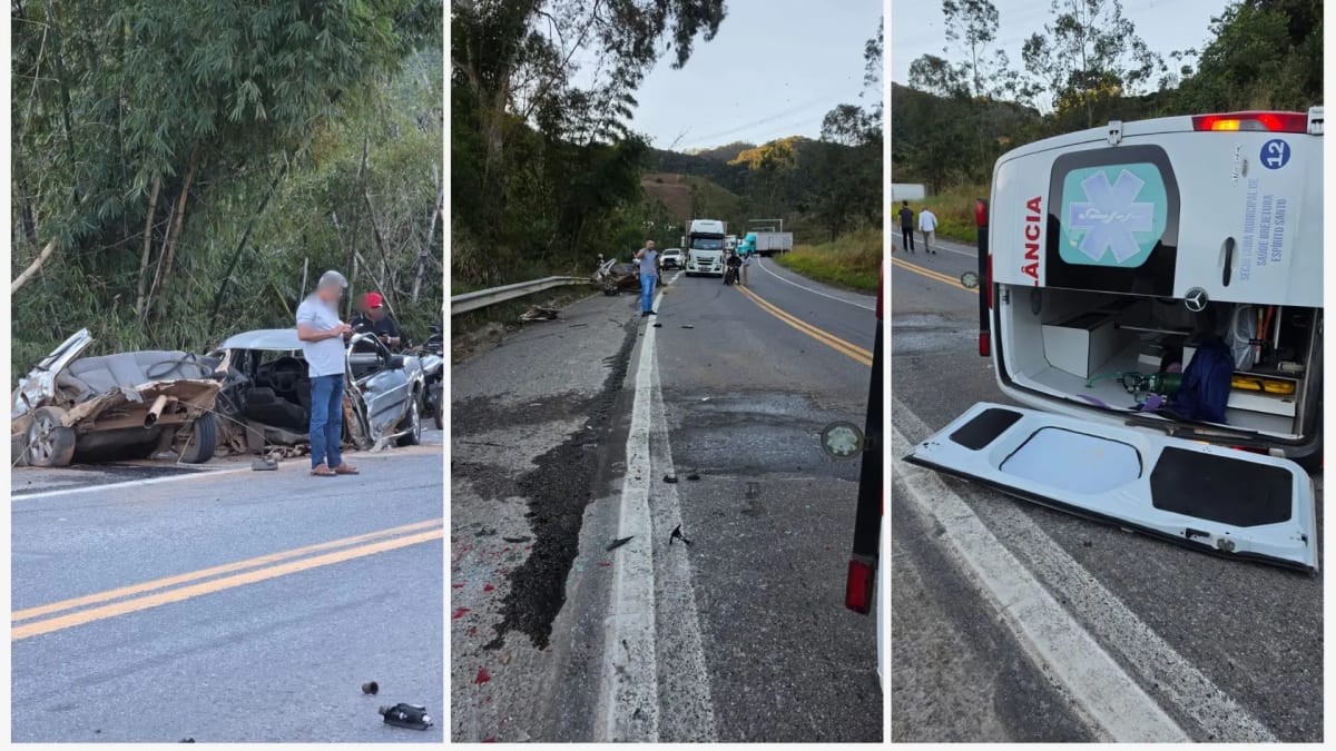 Ambulância de Brejetuba bate contra carro e deixa cinco feridos na BR-262