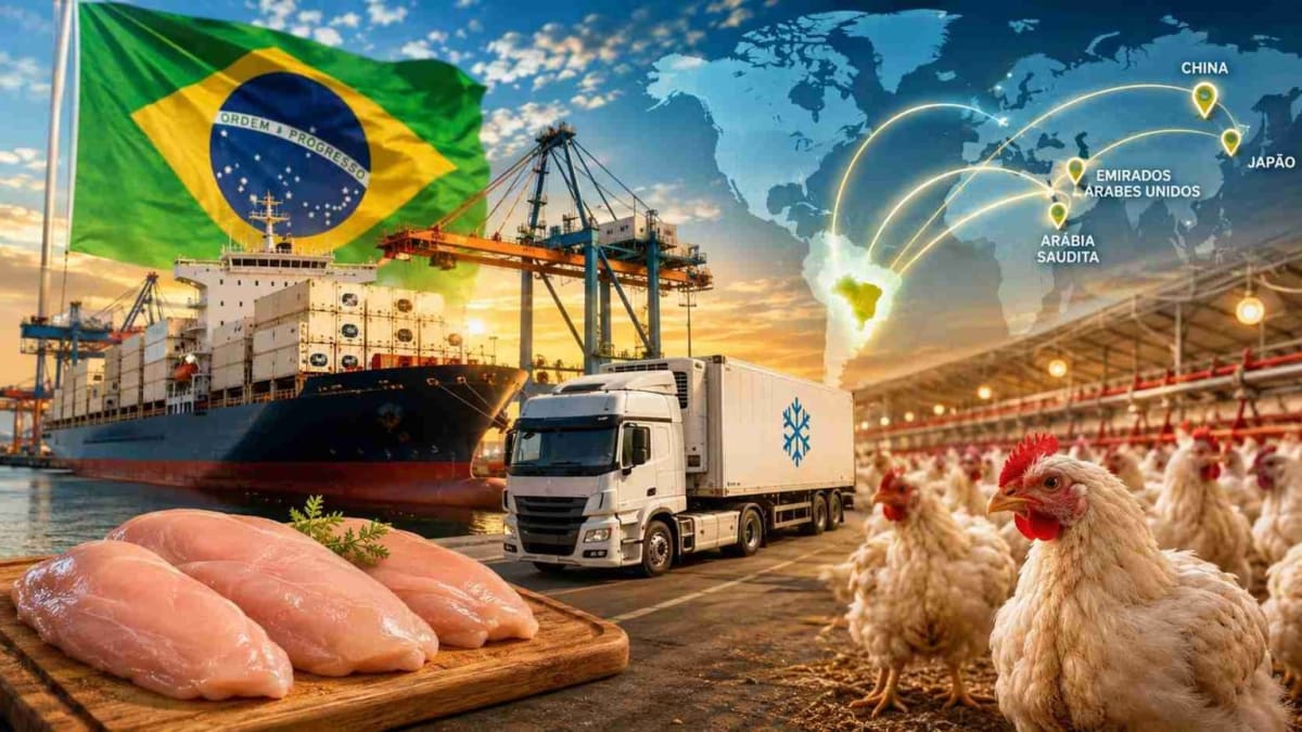 Brasil registra recorde na exportação de carne de frango no primeiro semestre de 2026