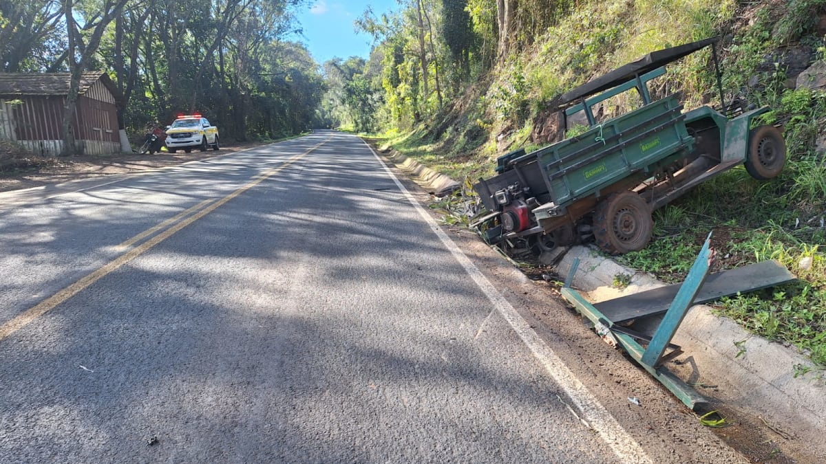 Idoso fica gravemente ferido após colisão na SC-283 em Águas de Chapecó