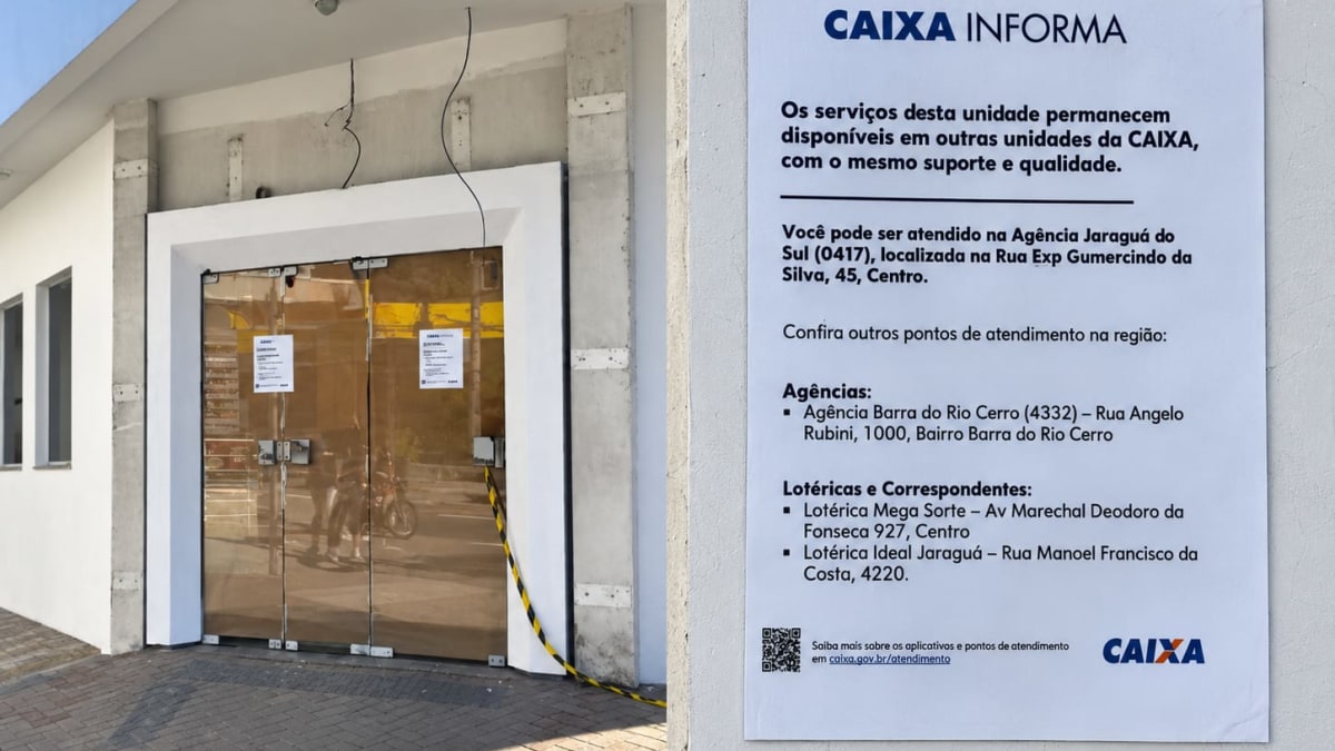 Caixa encerra atividades da agência Atiradores em Jaraguá do Sul