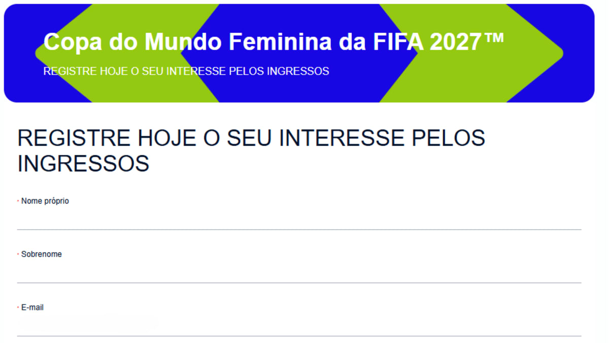 FIFA abre cadastro para interessados em ingressos da Copa do Mundo Feminina de 2027 no Brasil