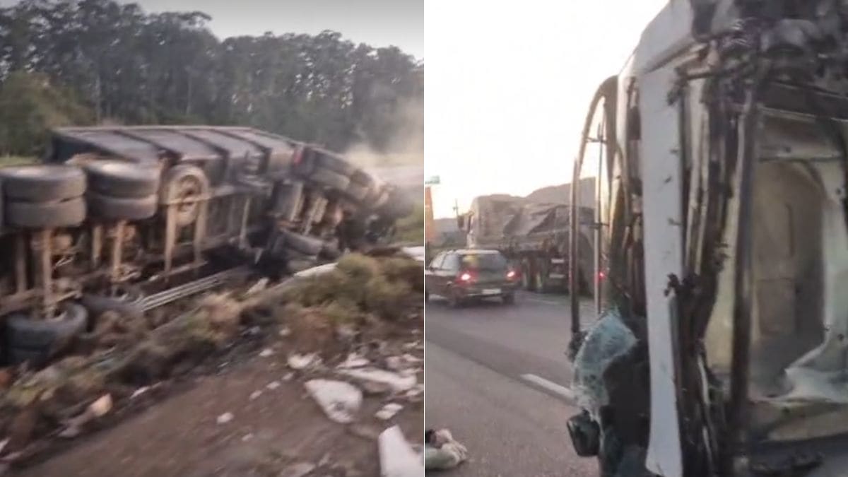 Engavetamento com quatro veículos causa lentidão na BR-101 em Santa Catarina