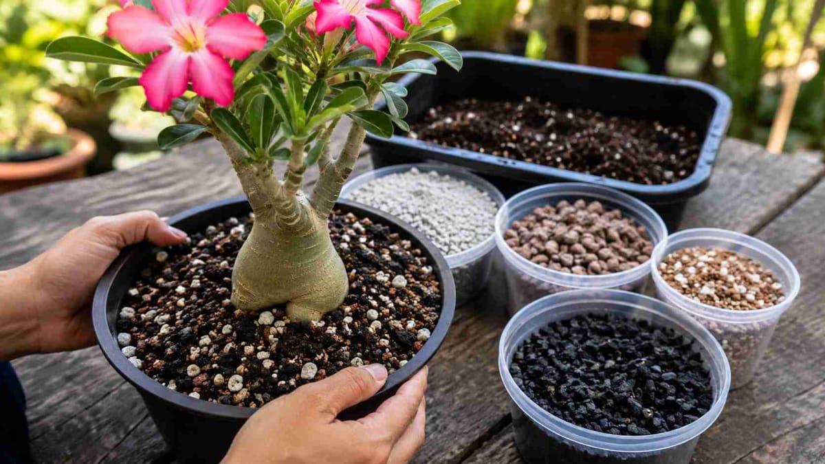 Novos substratos melhoram cultivo da rosa-do-deserto ao favorecer drenagem e saúde das raízes