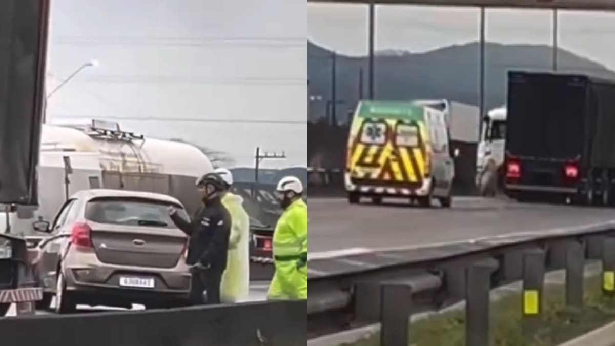 Acidente na BR-101 entre Itajaí e Balneário Camboriú causa congestionamento de mais de 10 quilômetros