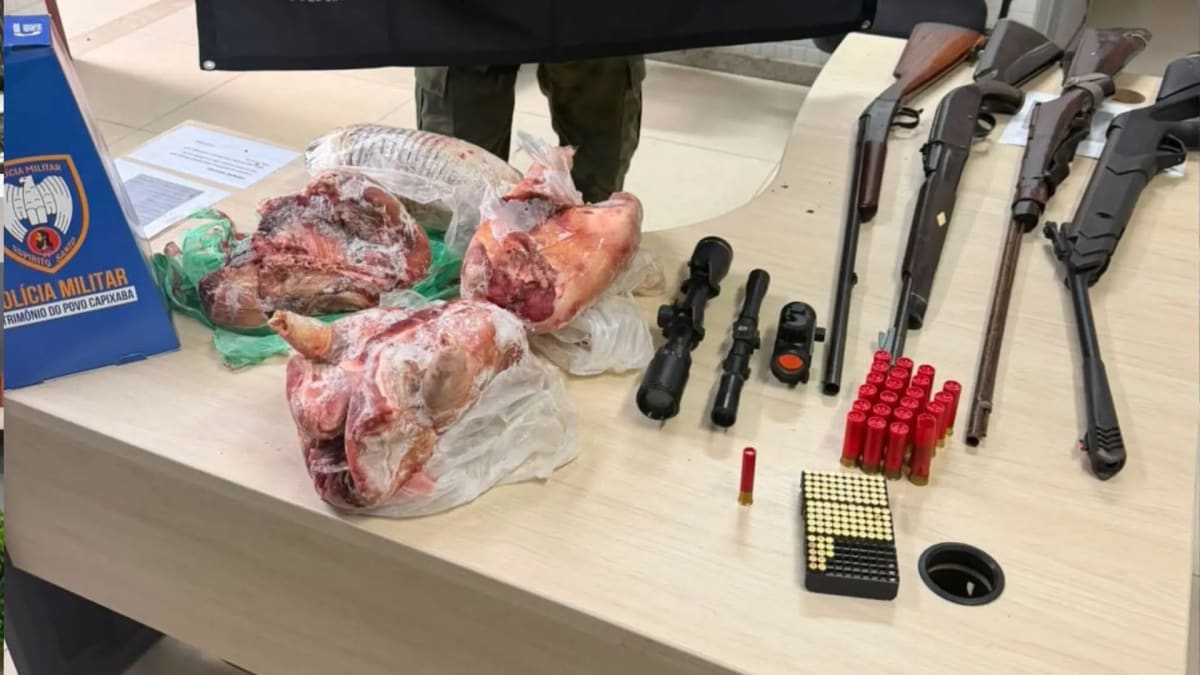 Polícia Militar Ambiental apreende armas e carne de animais silvestres em Cariacica e Santa Leopoldina