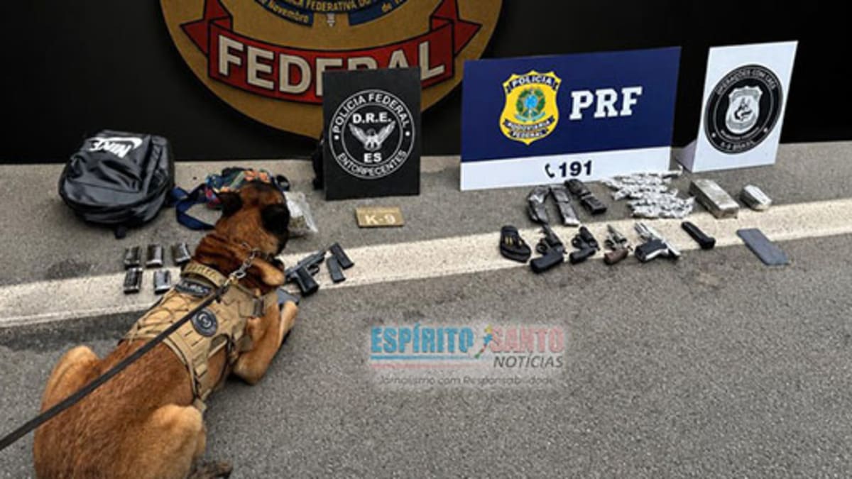 Polícia Federal apreende armas e drogas em ônibus entre Rio de Janeiro e Vitória